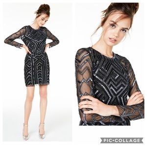 Aidan Mattox long sleeves beaded cocktail dress